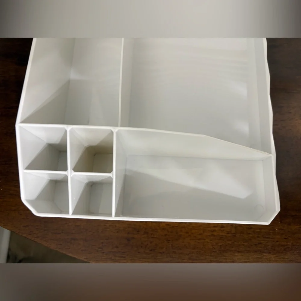 Elegant White Makeup & Jewelry Organizer with multiple compartments